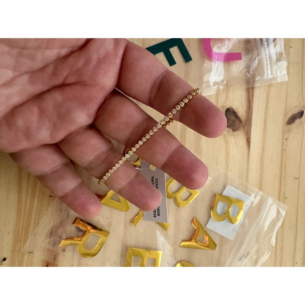 Baublebar Amalie Tennis Bracelet Gold Plated Crystal - Picture 2 of 7